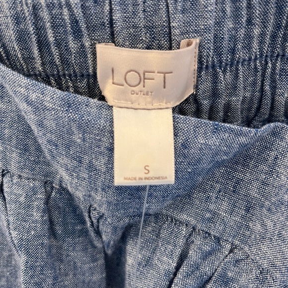 Loft NWT Chambray small skirt flat front a-line with pockets elasticized waist - Picture 4 of 7